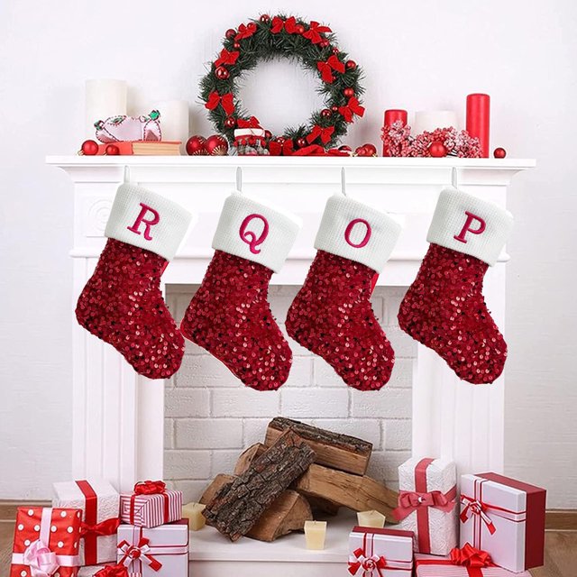 YAOMOBB High-quality Christmas Stockings Hand Knitted Christmas Stocking Unique Shiny Design Large Size Decoration