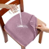 4 Pack Purple Waterproof Seat Covers for Dining Chairs,Removable Washable Anti-Dust Kitchen Chair Slipcovers,Stretch Upholstered Office Chair Seat Cushion Slipcovers Protectors