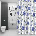 thumbnail image 4 of Farmhouse Flower Shower Curtain for Bathroom Decor, Blue Floral Leaf Country Simple Texture Waterproof Fabric Shower Curtain, 54"x78" Set with 12 Hooks, 4 of 9