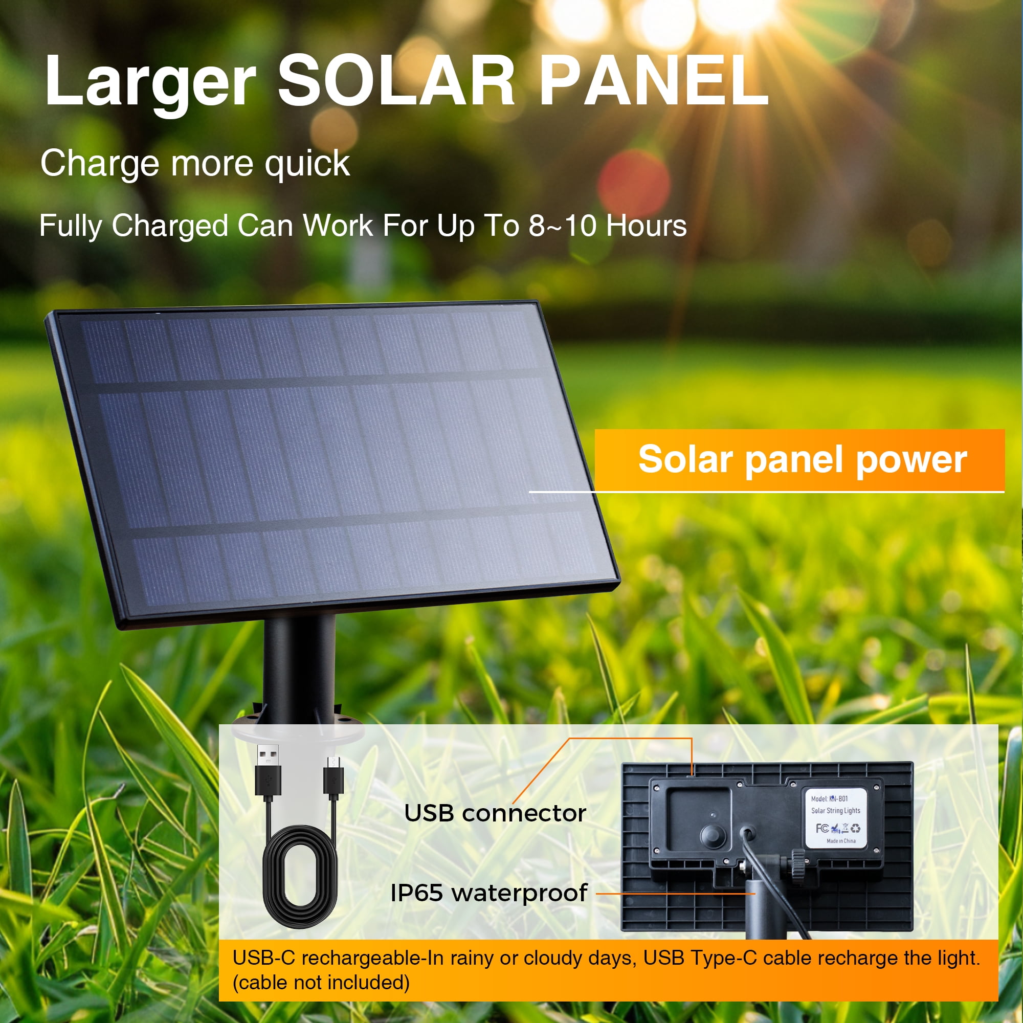 Phopollo Solar Outdoor Lights, G40 50FT Patio Lights 25 Shatterproof Bulbs,Remote control,USB powered,Waterproof Hanging Lights for Backyard Garden Porch Decor