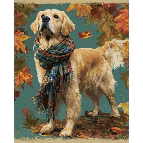 Paint by Numbers for Adults Kids Beginner Golden Retriever in the Warm Autumn Sun DIY Acrylic Painting by Numbers Kits with Brushes Acrylic Pigment Home Decoration Gifts 16 x 20 inch