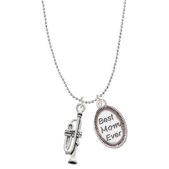 Delight Jewelry Silvertone Trumpet Best Mom Ever Charm Necklace
