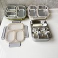 thumbnail image 4 of Youkk Kids Lunch Box Stainless Steel Bento Box 3 Compartments Easy To Clean Snacks Metal Bento Box gray, 4 of 6