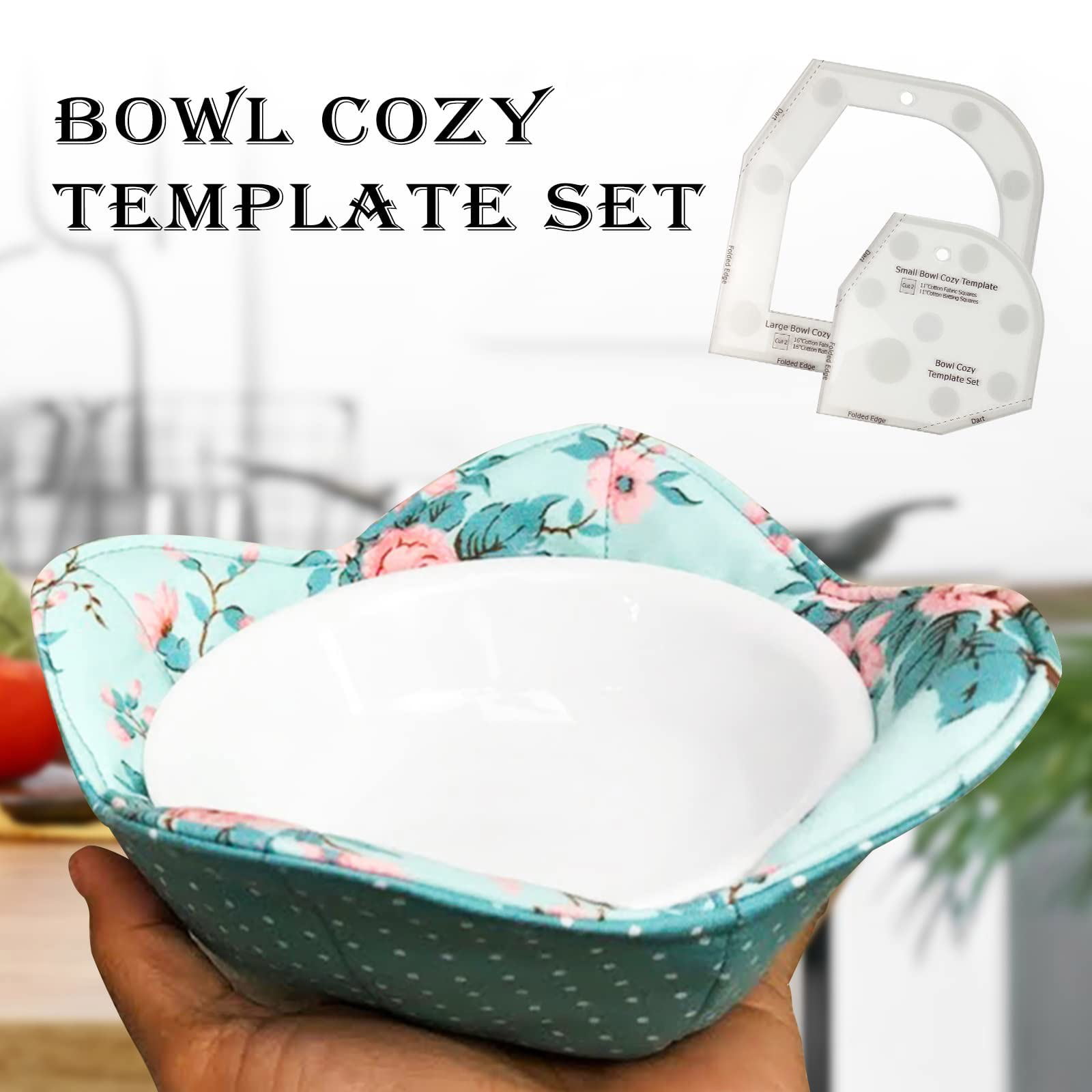 10 inches Bowl Cozy Pattern Template for Sewing,DIY Craft Stencil Cut on Fold Template Sewing,Clear Acrylic Bowl Wrap Sewing Pattern Template Quilting Template Bowl Cozy Template Cutting Ruler Set 