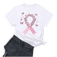 thumbnail image 3 of Frostluinai Breast Cancer Awareness Shirts for Women Pink Ribbon Crew Neck T Shirts Inspirational Short Sleeve Tops In October Shirt, 3 of 4