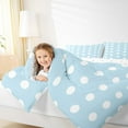 thumbnail image 4 of Manfei Cartoon Polka Dots Full Size Comforter Sets,Romantic French Style Bedding Comforter Set,Blue White Bedding Sets For Children,Breathable Home Decor Reversible,3pcs, 4 of 8