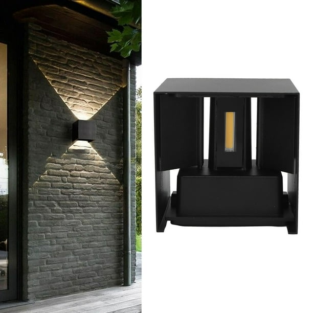 Aplique De Pared LED Para Exteriores, Lámpara De Pared LED Cuadrada En Forma De Cubo, Luz Cálida De 3500k, Hierro Negro, Resistente Al Calor, Ajustable Para Dormitorio