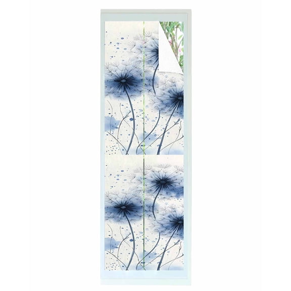 Window Privacy Film Dandelion Floral Stained Glass Window Film Decorative Sun Block Window Cover Country Spring Natural Wildflower Window Clings Static Adhesive Sticker for Bathroom 17.7"x78.7"