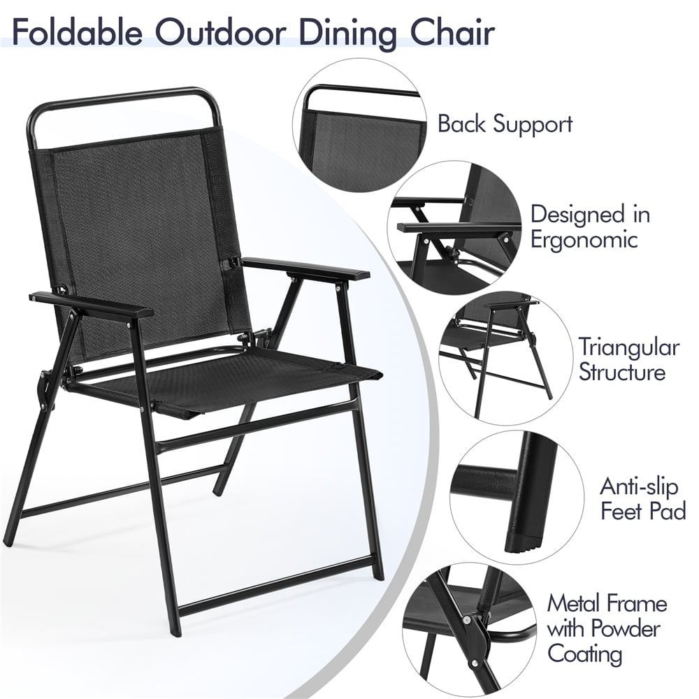 Yaheetech 2pcs Folding Dining Chairs with Backrest, Black