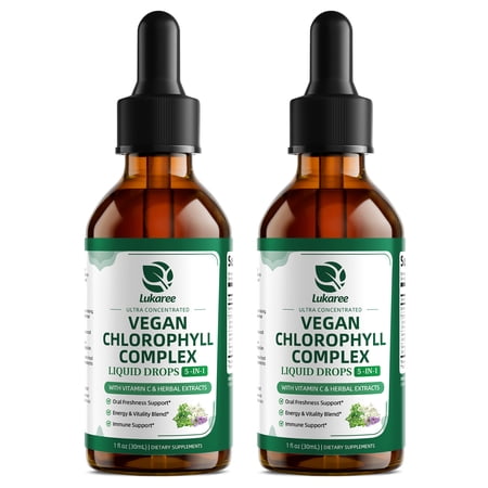 Vegan Chlorophyll Liquid Drops 200mg, Advanced Liquid Chlorophyll for Natural Cleansing & Immune Health, Internal Deodorant, Skin & Gut Health, Sugar-Free, Non-GMO, 2 Fl Oz - Mint Flavor