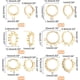 thumbnail image 4 of Pendientes de aro Huggie chapados en oro de 18 quilates, 12 piezas, de latón, pequeños aros dorados, con ganchos y lazo., 4 of 9