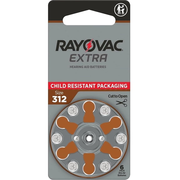 30 x Size 312 Rayovac Extra Advanced Hearing Aid Batteries