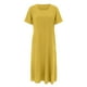 thumbnail image 1 of Vestido informal de mujer, de manga corta, cuello redondo, holgado y con bolsillos, en color liso., 1 of 5
