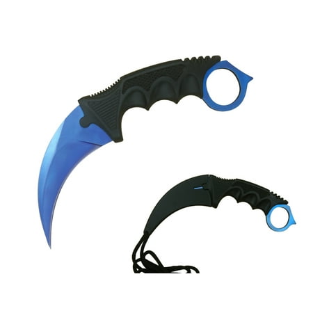 CS Go Counter Strike Doppler Tactical Karambit Neck Knife Blue Fixed Blade (Best Cs Go Karambit Skin)