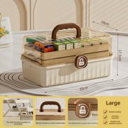 Eco-Friendly Large-Capacity 3-Tier Medical Storage Box with Customizable Logo, Durable High-Quality Plastic Medicine Organizer for Home, Multi-Functional Cream Brown First Aid Kit with Handle &