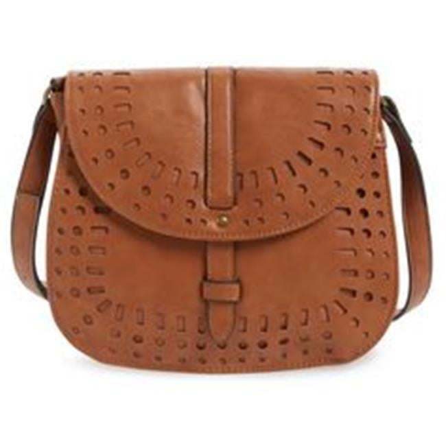 Dirty Ballerina L12543-2 Brown Perforated Faux Leather Saddle Crossbody Bag, Brown | Walmart Canada