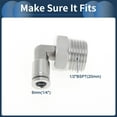thumbnail image 4 of Unique Bargains Push to Connect Air Fittings 1/4" 90 Degree Air Line Quick Joint 304 Stainless Steel 1/2"BSPT 2 Pcs Silver Tone, 4 of 7