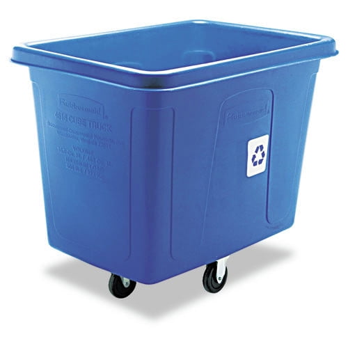 Rubbermaid Commercial FG461673BLUE 500 lbs. Capacity 120 Gallon Polyethylene Recycling Cube Truck - Blue