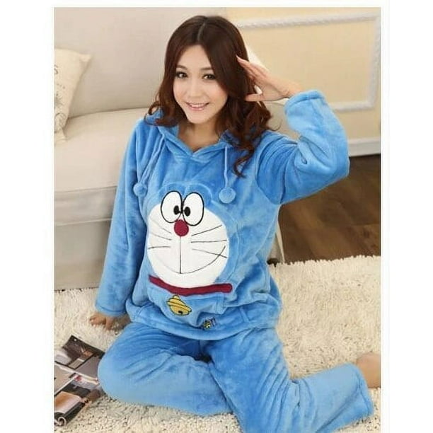 Adulto mujer hombre invierno franela polar dibujos animados Doraemon Onesies pijamas disfraces encantador gato Cosplay pijamas ropa de dormir Navidad Walmart en linea