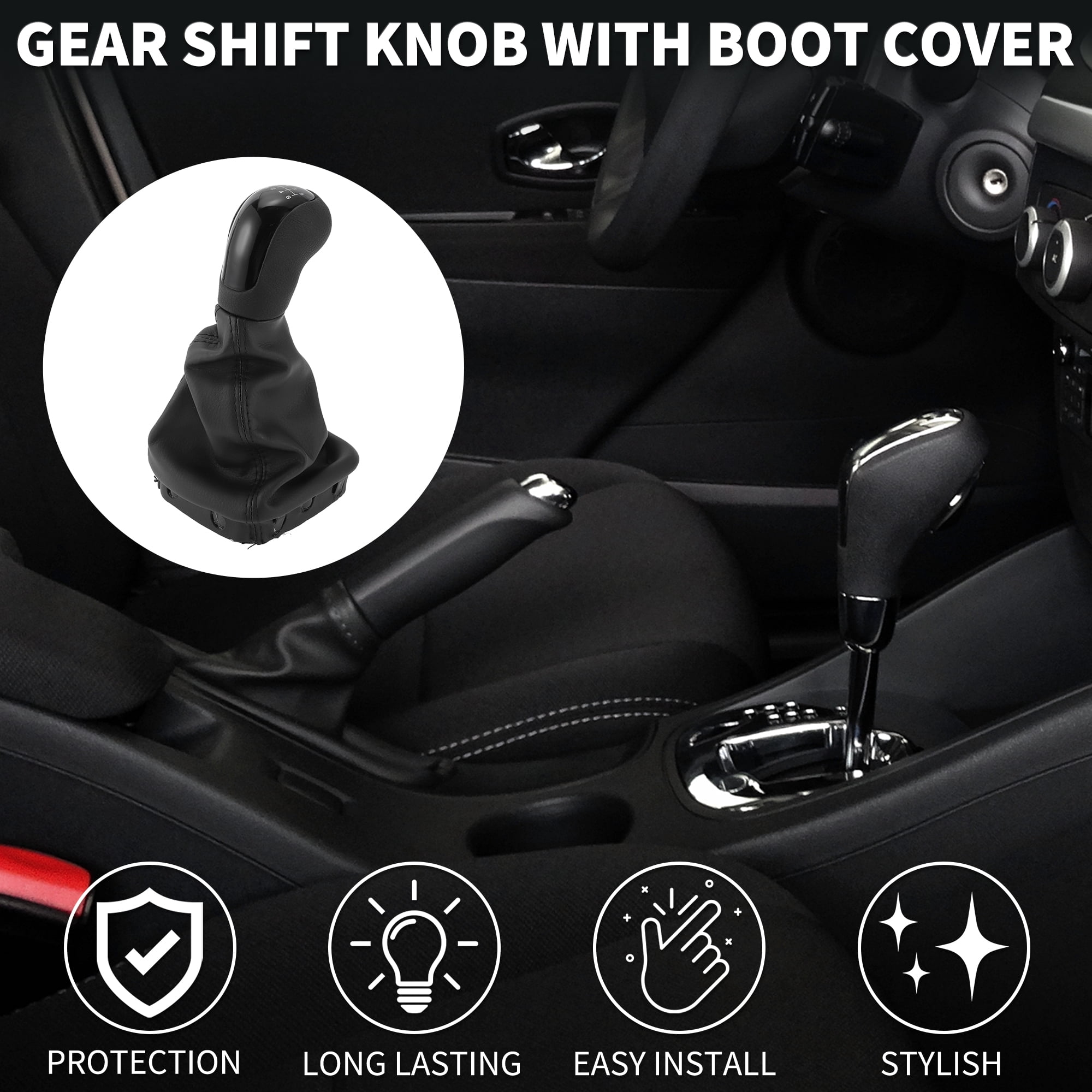 Unique Bargains Gear Shift Knob with Cover 6 Speed Manual Stick Shifter Knob for Mercedes-Benz A-Class 1997-2004 Plastic