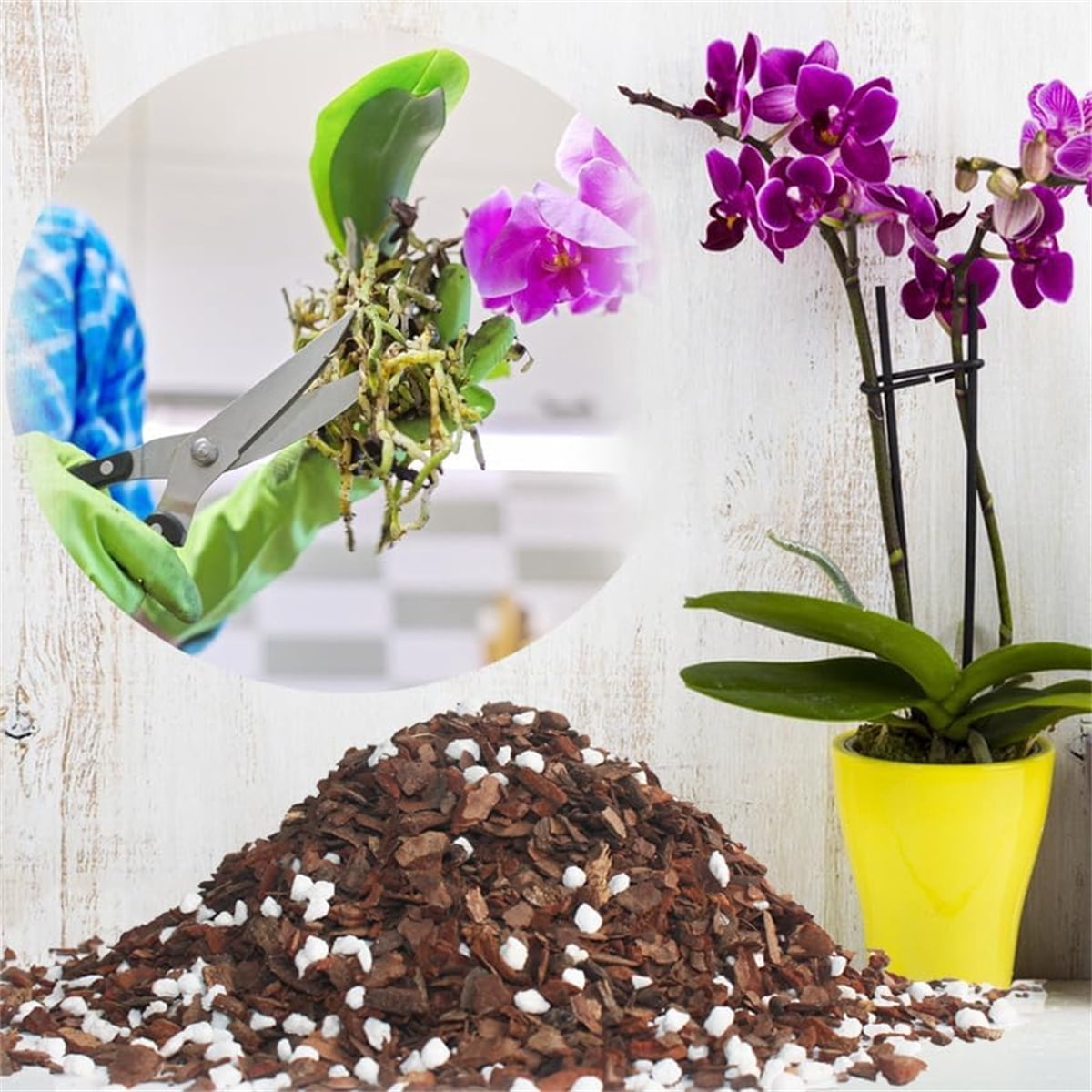 QZS Orchid Potting Mix Bark,Premium Orchid Soil Medium for Indoor Potted Plants,Enhanced Drainage and Ventilation,Ideal for Repotting