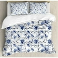 thumbnail image 3 of Japanese Duvet Cover Set Twin Size, Asian Japanese Ink Paint with Flourishing Flower Patterns Oriental Eastern Imagery Print, Decorative 2 Piece Bedding Set with 1 Pillow Sham, Blue, by Ambesonne, 3 of 3