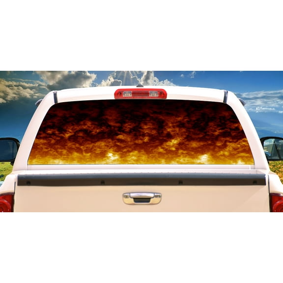 FLAMES 216"x54" Rear Window Graphic compact pickup truck decal view thru vinyl
