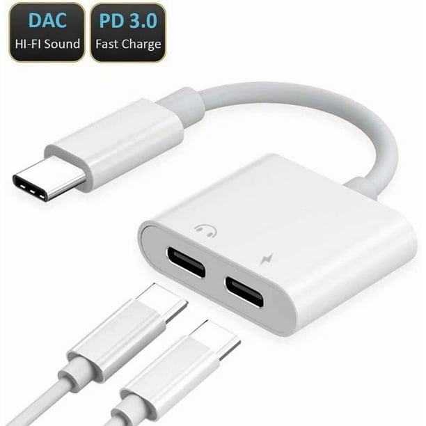 Usb C Splitter Audio And Charger Dual Usb Type C Adapter Earphone Audio Pd Fast Charging