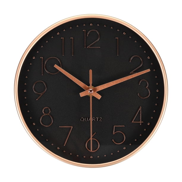 Reloj de pared Uxcell de 8" a batería, silencioso, sin tictac, reloj redondo, negro y dorado
