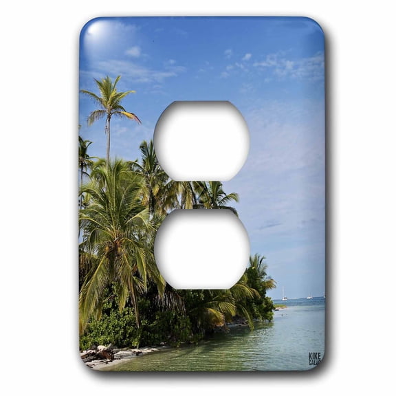 3dRose Palm trees and ocean San Blas Islands - 2 Plug Outlet Cover (lsp_10394_6)