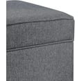 thumbnail image 6 of Adeco 17.5" Square Fabric Ottoman with Storage, Upholstered Cotton Linen Foot Rest, Flip Top Footstool, Small Cube Coffee Table Extra Seat for Living Room, Bedroom, Grey with Rolling Legs, 6 of 10