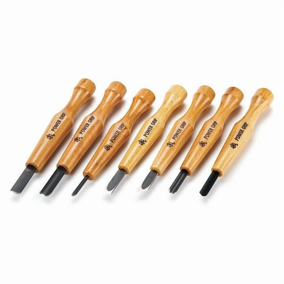 Mikisyo POWER GRIP Wood Carving Chisels & Gouges, 7 pieces Set, Made in Japan
