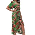 thumbnail image 1 of Vestido De Flores Vestido floral de mujer Vestido midi de vendaje Cintura Vacaciones en la playa (Verde S) Ygjytge para Mujer Verde T L, 1 of 7