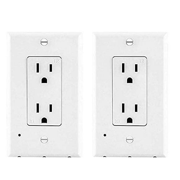 Plaque Murale de Prise Décorative 4 Pcs avec Veilleuses DEL - Veilleuse à Capteur Intégré - Plaques de Couverture Électriques Veilleuse - Plaque de Couverture avec Veilleuses Écoénergétiques - Sans Fil (Décor)