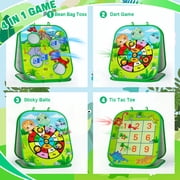2-in-1 Dinosaur Bean Bag Toss Game, HXFOU Cornhole Set with 8 Cornhole Bags, Outdoor Toys for Toddlers 3-5, Backyard & Carnival Yard Games for Kids & Adults