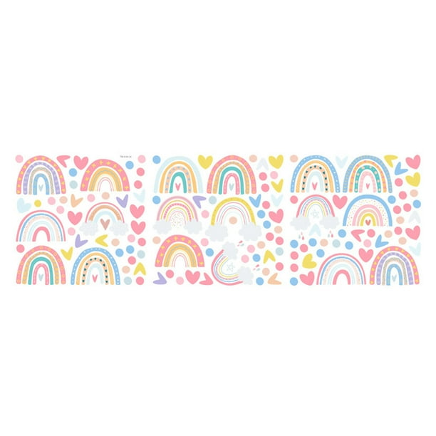 EeaseMX Pegatina de pared de arcoíris de dibujos animados, calcomanías decorativas extraíbles, calcomanía para habitación infantil