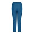 thumbnail image 2 of Mrat Women's Cotton Linen Capris Casual Capris Pants Solid Cropped Comfy Baggy Trousers with Pockets Loose Pants S-20 Blue m, 2 of 4