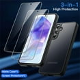 thumbnail image 3 of JETech 3 in 1 Matte Case for Samsung Galaxy A55 5G with 2-Pack Tempered Glass Screen Protector, Translucent Frosted Shockproof Phone Cover with Camera Protection (Black), 3 of 6