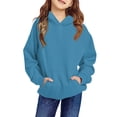 thumbnail image 2 of Cute Trendy Long Sleeve Pullover Hoodies Oversized Hooded Sweatshirts for Teen Girls, Winter Preppy Tween Tops​ Blue 160, 2 of 5