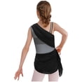 thumbnail image 2 of YiZYiF Kids Girls Sparkly Color Block Lyrical Dance Dress Asymmetrical Mesh Tulle Ballet Leotard Contemporary Dancewear Gray 6, 2 of 7