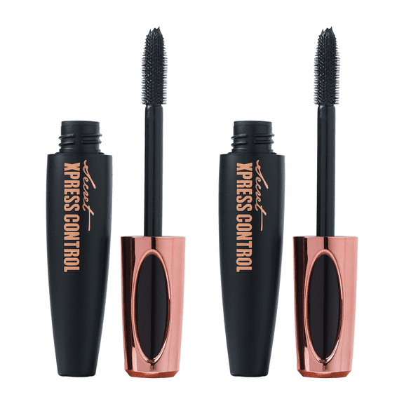 Secret Xpress Control 4D Silk Fiber Eyelash Mascara Extension Waterproof Matte Mascara, Black, Two Pack