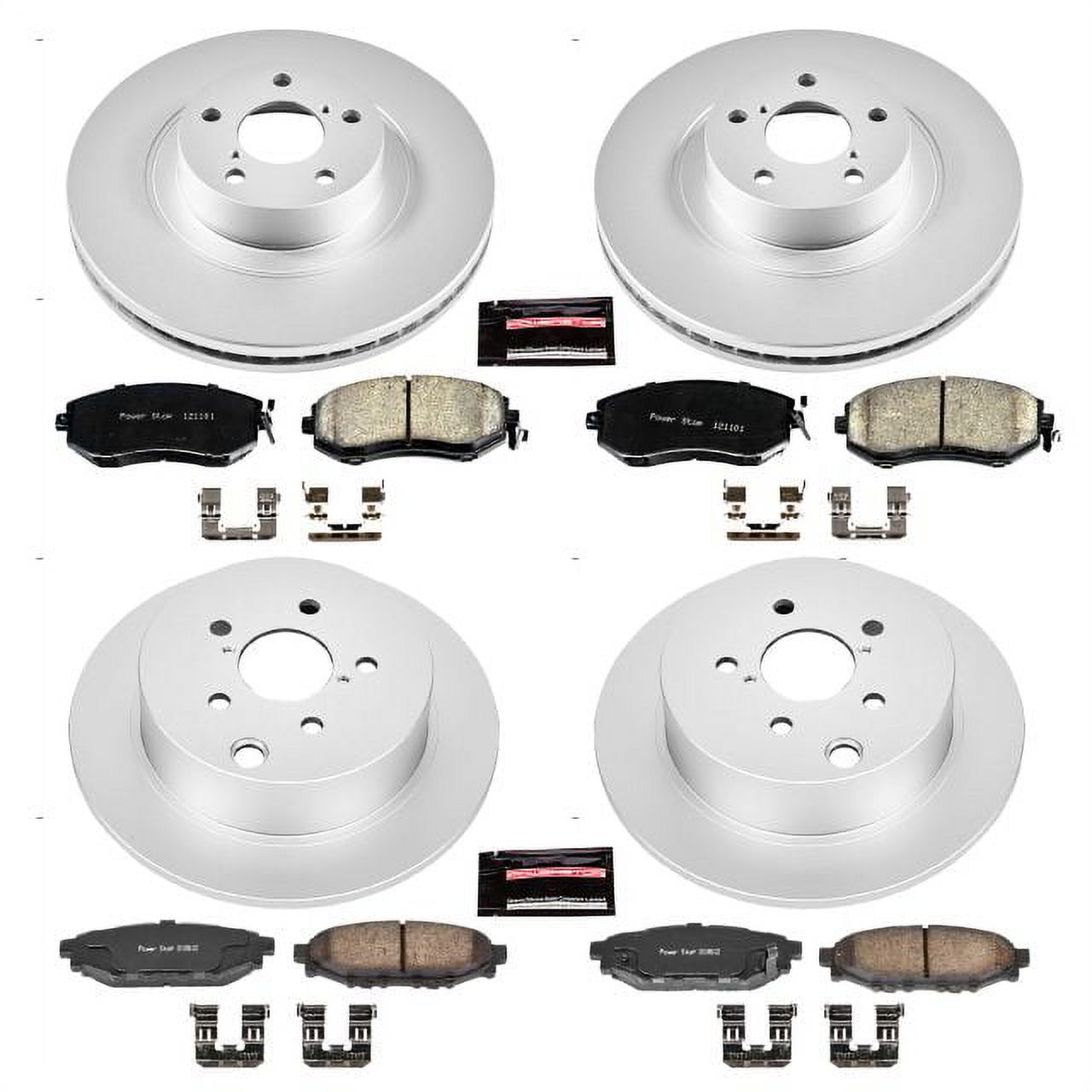 PowerStop Front and Rear Geomet Coated Brake Rotor and Pad Kit Fits: SUBARU Select Models CRK6762
