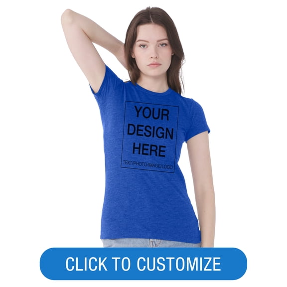 BELLA CANVAS Women's Crew Neck Personalized T-Shirt, Create your own Designs, True Royal, Medium