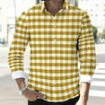 thumbnail image 6 of VgaVtl Long Sleeve Mens Shirts Turn Down Collar Checkered Mens Clothes Button Office Casual Bottoming Yellow Loose Shirts,L, 6 of 8