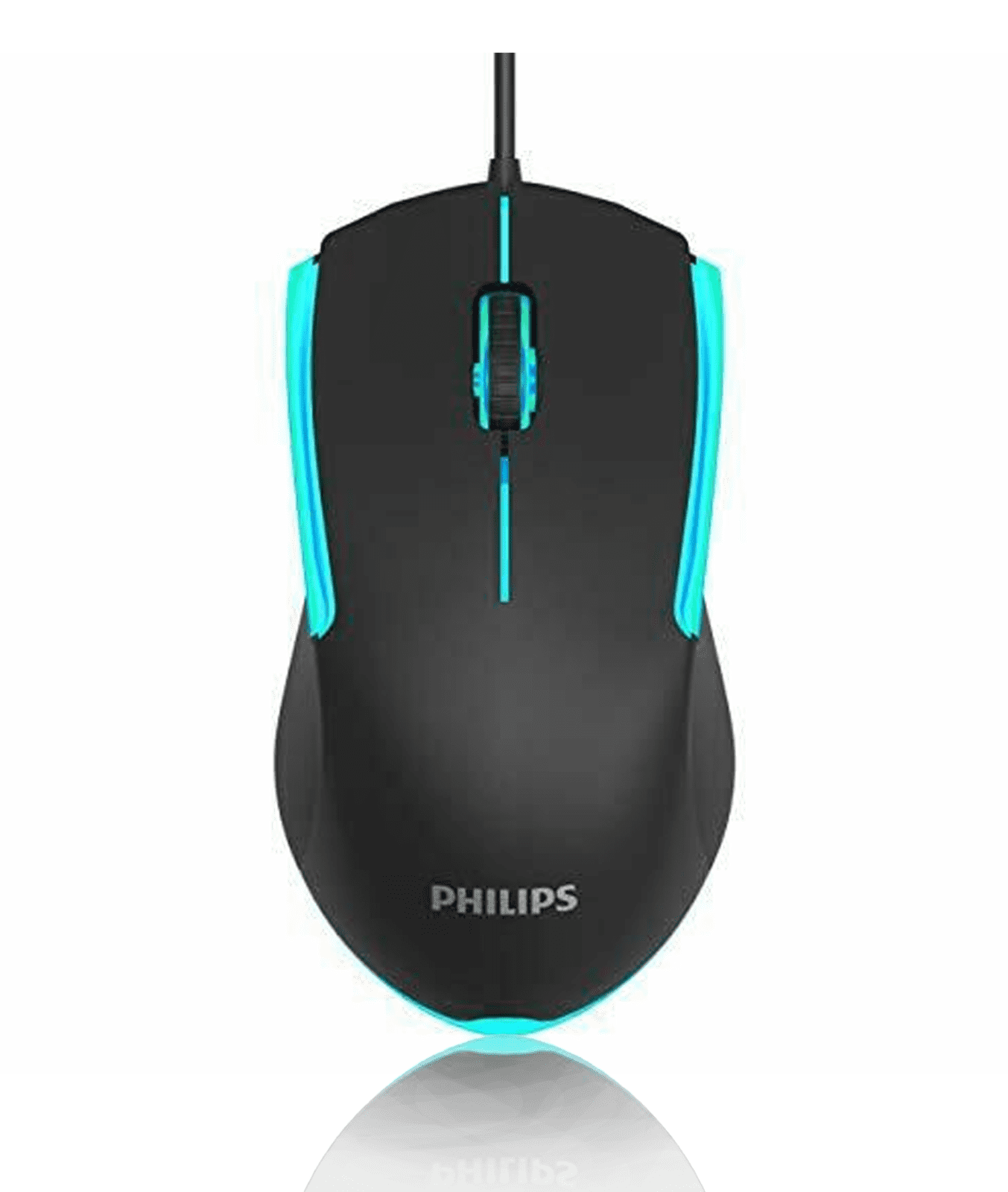 PHILIPS 3-Button Wired Computer Mouse with RGB â€œAmbiglowâ€ FX |  Ambidextrous USB Optical Mouse for Laptop, Chromebook & More | 1200 DPI,  Ergonomic, 
