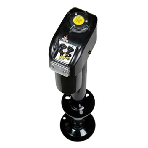 Barker Mfg. Trailer Tongue Jack 32454 VIP 3500 Power; Electric A Frame Tongue Jack; 3500 Pound Lift Capacity; 18 Inch Travel; Powder Coated; Black; With Attached Foot Pad/Emergency Crank