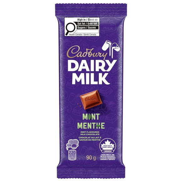 CADBURY DAIRY MILK Mint Chocolate Bar, Mint Flavoured CADBURY DAIRY MILK Milk Chocolate Bar, 90 g