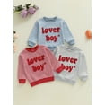 thumbnail image 3 of BemeyourBBs Toddler Baby Boy Girl Valentine Sweatshirts Outfit Lover Boy Embroidery Long Sleeve Stripes Pullovers Tops, 3 of 9