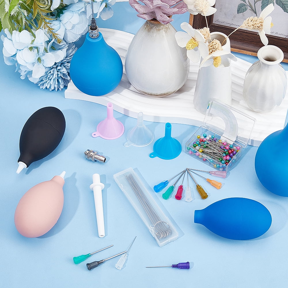 Ceramic Precision Glaze Applicator Tool Set Including Plastic Fluid Needle Dispense Tips 201 Stainless Steel Pin & Rubber Mini Air Dust Blower DIY