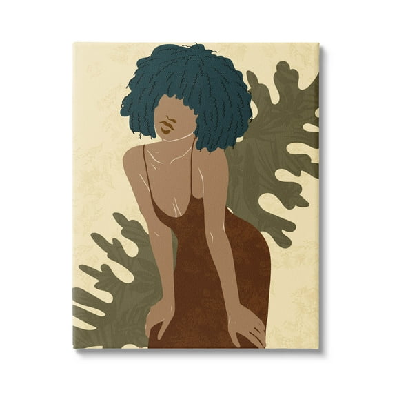 Boho Woman Botanical Leaf Botanical & Floral Graphic Art Gallery Wrapped Canvas Print Wall Art